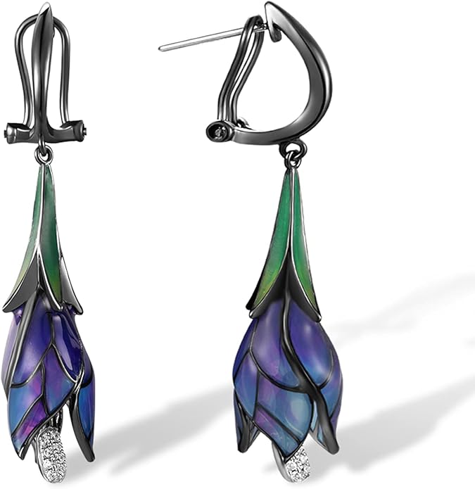 Santuzza Sterling Silver Enamel Tulip Earrings for Women