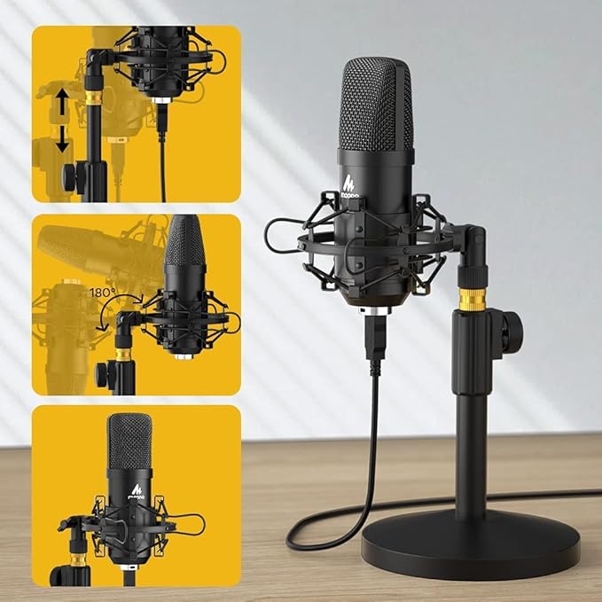 MAONO USB Microphone Kit 192KHZ/24BIT AU-A04T PC Condenser Podcast Streaming Cardioid Mic Plug & Play for Computer, YouTube, Gaming Recording