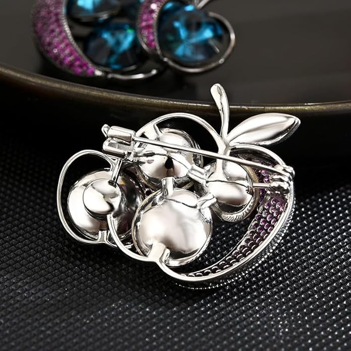 Fruit Brooch Austrian Crystal Rhinestone Brooch 18K Gold Plated Birthstone Lapel Pin Jewelry Birthday Gifts for Women Men