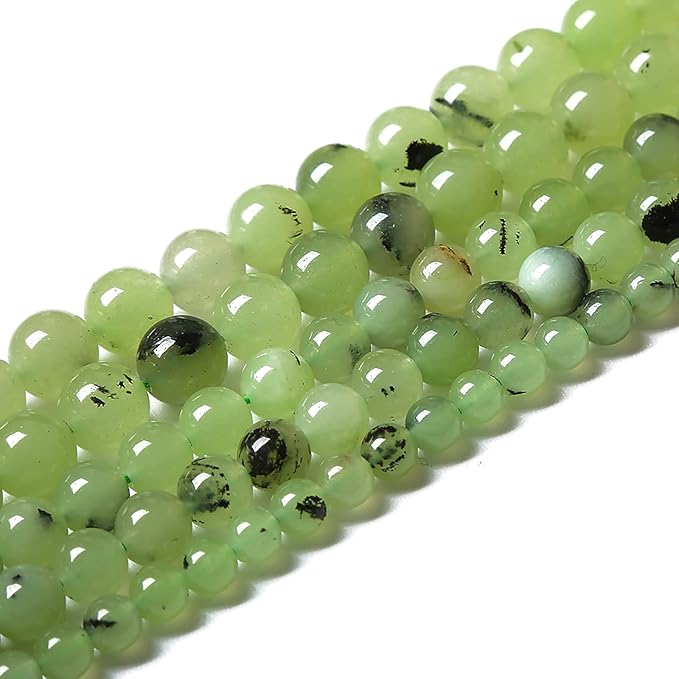 36pcs 10mm Natural Prehnite Jade Stone Round Loose Spacer Beads for DIY Jewelry Making Necklaces Bracelets Healing Energy Beads (10mm, Prehnite Jade)