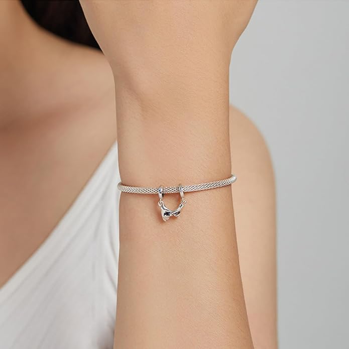 Charm Beads for Women, S925 Sterling Silver Dangle Charm Beads for European Charm Bracelet & Snake Chain Bracelets, Love Family Friendship Butterfly Pet Flower Designs, Gift Box Included