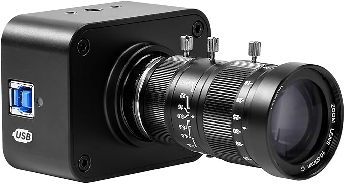 MOKOSE USB Camera 4K, USB3.0 Manual Focus Webcam with C-Mount 10-55mm Telephoto Zoom Lens, IMX678 1/1.8" 8MP Sensor Support YUY2,Web Camera for Desktop Computer Laptop