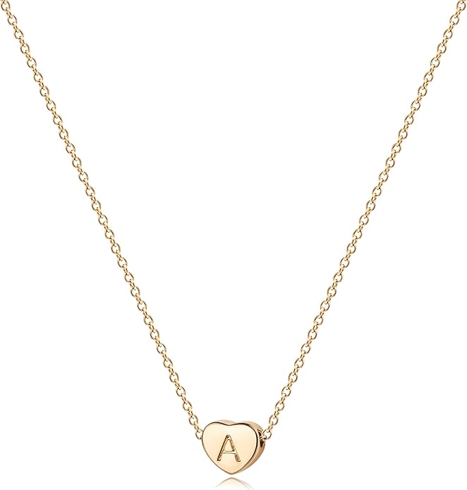 Tiny Gold Initial Heart Necklace-14K Gold Plated Handmade Dainty Letter Heart Necklace for Women Necklace Jewelry