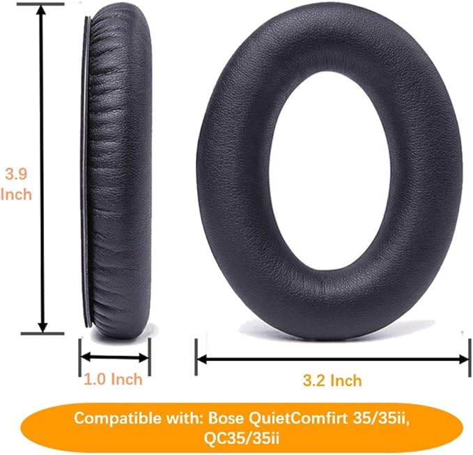 QOQOON Professional Headphone Replacement Ear Pads for Bose QuietComfort 35 2 15 25 Earpads Cushion for QC2 QC15 QC25 SoundTrue SoundLink Around-Ear Headphones (QC35/35ii, Black Cushion + Black Mat)