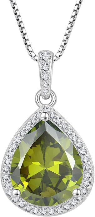 FJ Teardrop Pendant Necklace 925 Sterling Silver Birthstone Jewelry Gifts for Women