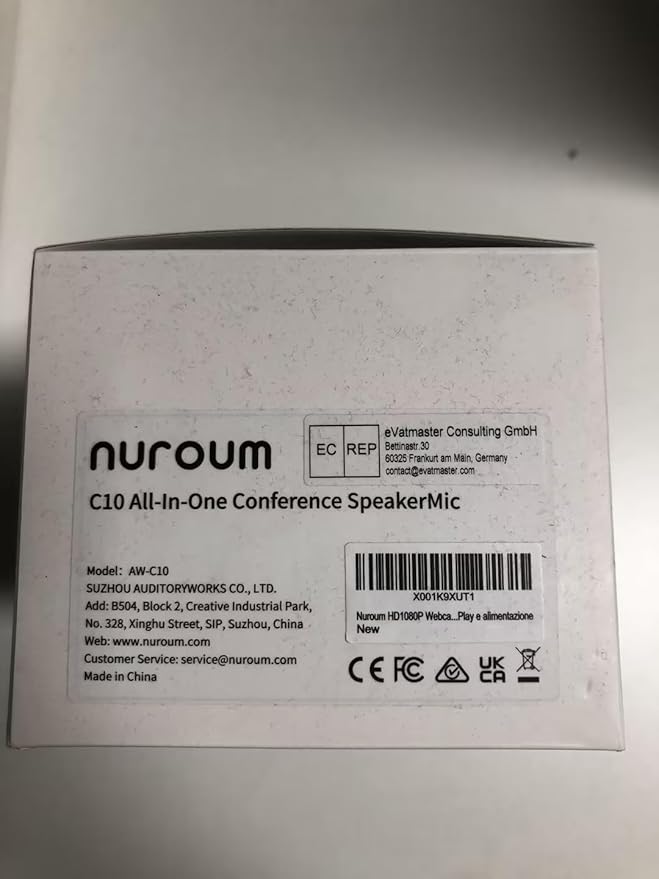 NUROUM C10(2nd Gen) 1080P Conference Webcam with Microphone Speaker, Portable All in One Computer Camera for Video Conference, AI Noise Cancellation & AGC, USB Plug&Play for PC/Desktop Zoom/Teams