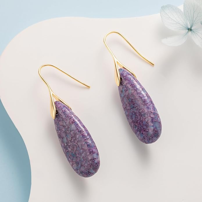 SELOVO Stone Fishhook Dangle Drop Earrings Statement Earrings for Women Stone