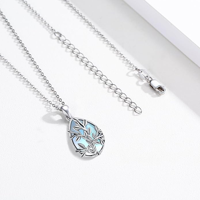 JUSTKIDSTOY Moonstone Necklace 925 Sterling Silver Teardrop Pendant Necklace Jewelry Gifts for Women Girls