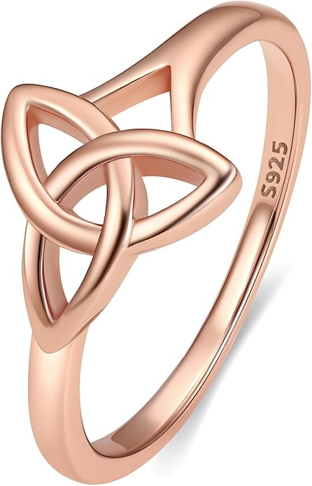 Bestyle 925 Sterling Silver Ring for Women, Minimalist Claddagh Ring Celtic Knot Ring for Women, Irish Promise Wedding Band, Gold/Rose Gold Vermeil Women Band Ring, Stackable, Gift for Her
