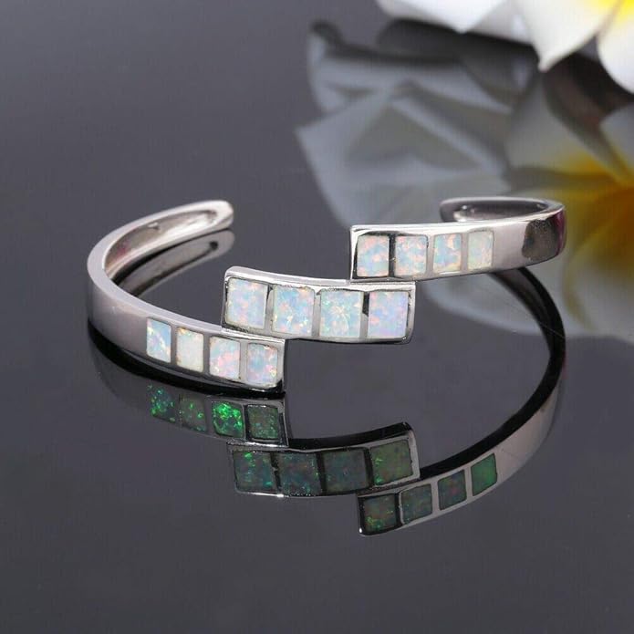 CiNily Womens Cuff Bracelet,Opal Bangle Bracelets Gold Plated Hypoallergenic Ladies Gemstone Open Cuff Bangle Bracelet