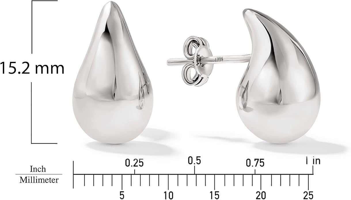 Women's Large Teardrop Earrings, High-Polish, in 10K Yellow Gold