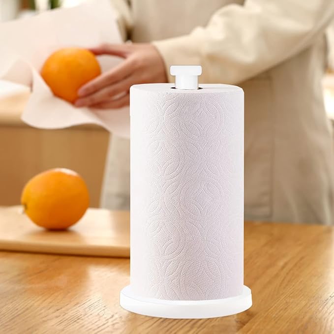 White Paper Towel Holder - Countertop Standing Holder for Kitchen