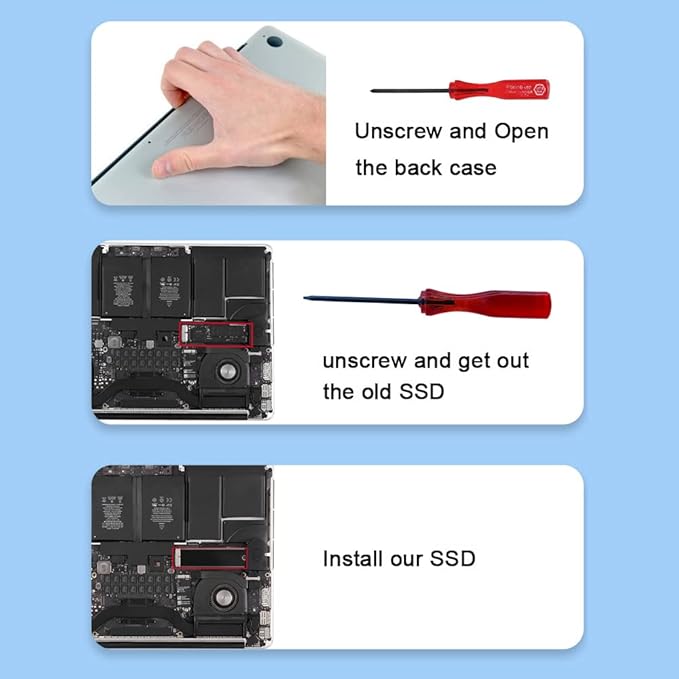 Dogfish NVMe SSD da 256 GB per MacBook PCIe Gen3x4 M.2 2280, SSD interno per MacBook Air A1466 A1465 (2013-2017)/MacBook Pro A1398 A1502 (Retina 2013-2015)/iMac A1419 A1418