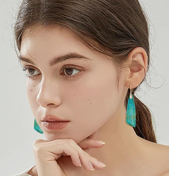 Natural Stone Earrings for Women Boho Triangles Dangle Drop Earrings