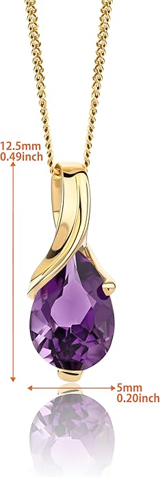 Orovi 14K Gold Necklace for Women in 14K Yellow Gold/White Gold 585 with Ruby/Sapphire/Emerald/Topaz/Amethyst Gemstone/Birthstone Pendant Necklace and Gold Chain 17.7 ″ Long - Women's Jewelry