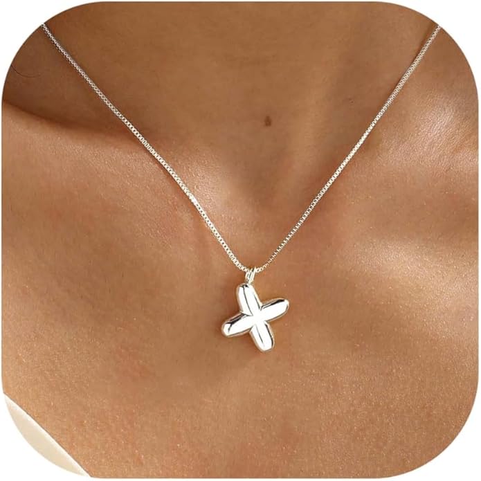 Bubble Gold Silver Letter Necklace Initial Necklaces for Women Trendy 14K Dainty Charm Pendant Name Necklace Personalized Jewelry Gift for Women Teen