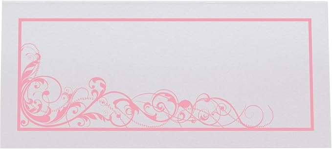 Scribble Vintage Swirl Place Cards, Pink (Choose Color), Set of 150, Pre-cut and Scored - Wedding, Party, Dinner, and Special Events - Made in the USA