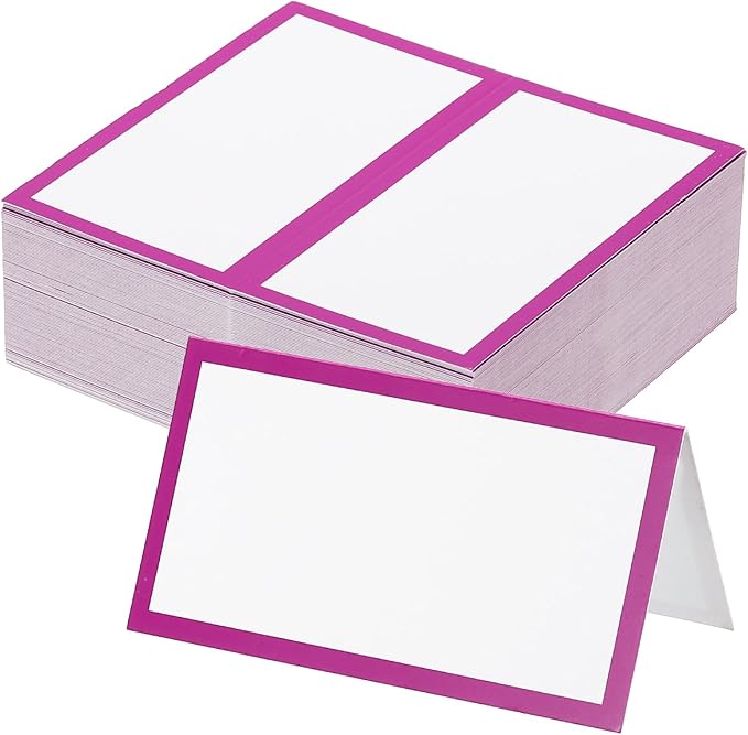 PATIKIL 50Pcs Table Place Cards, 3.5 x 2 Inches Blank Name Place Cards for Table Setting Wedding Reception Buffet, Purple