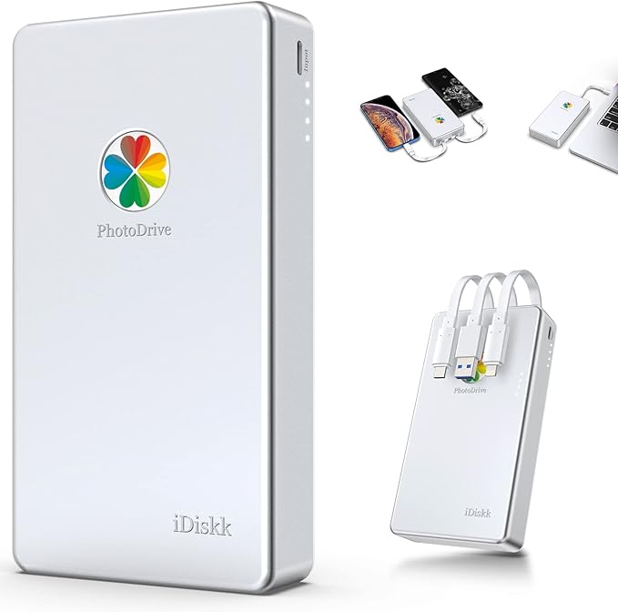 iDiskk Mfi Certified 2TB External Hard Drive for iPhone 16,15,iPad,MacBook,PC,Photo Storage Phone Drive for Android Mobile to Backup Photos | Video | Files (auto Backup) for iPhone 15/14/13/12/11/X