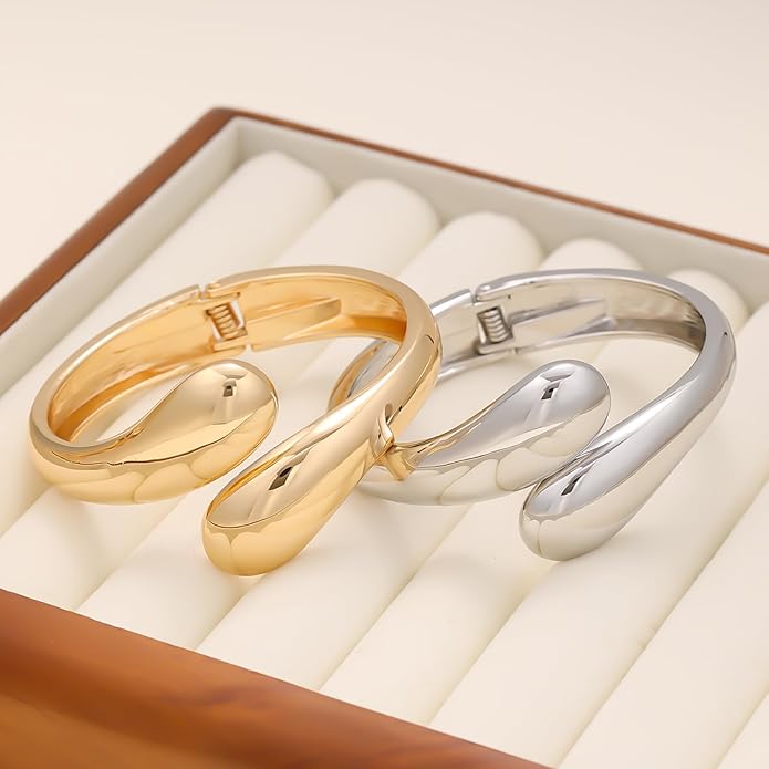 14K Gold Plated Chunky Cuff Bracelet for Women Non Tarnish Stainles Bracelet for women fashion jewelry