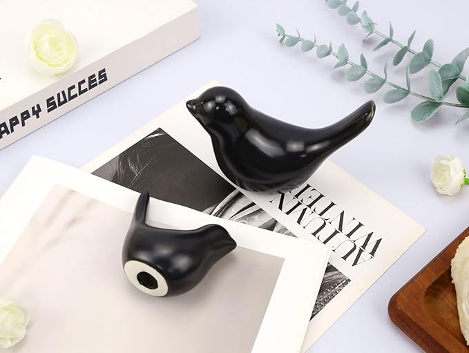 LAIDANLA Small Birds Statues Black Modern Style Home Decor Birds Small Animal Sculpture for Living Room Office Desktop Shelf Coffee Table Bedroom（2pcs）