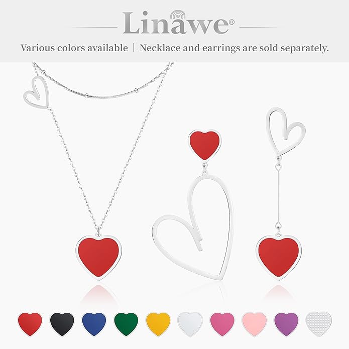 Linawe Layered Choker Heart Pendant Necklace for Women Trendy, Gold/Silver/Rose Gold Chain Stainless Steel Stacked Necklaces, Double Heart Necklace Y2K Preppy Jewelry