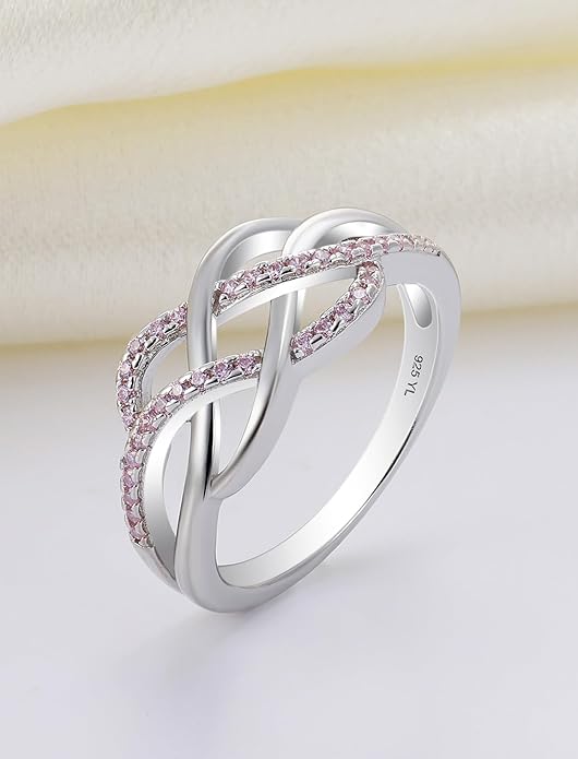 YL Celtic Knot Rings 925 Sterling Silver Twisted Knot Ring Birthstone Infinity Statement Jewelry for Women-size5