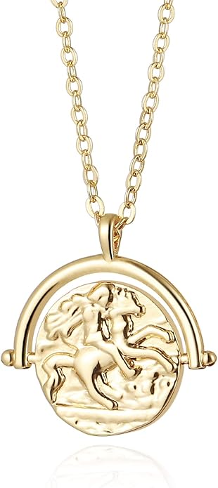 Aobei Pearl 18K Gold Plated Moon Star Lion Evil Eye Love Heart Cross Pendant Necklace Medallion Paperclip Chian Choker Layering Jewery for Women