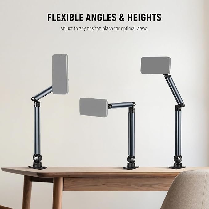 NEEWER Basics Magnetic Cell Phone Holder Stand for Desk & Bed, Tension Adjustable Overhead Desk Mount Compatible with MagSafe iPhone 16 15 Pro Max Plus 14 13 12 for Video Recording Filming, PA089