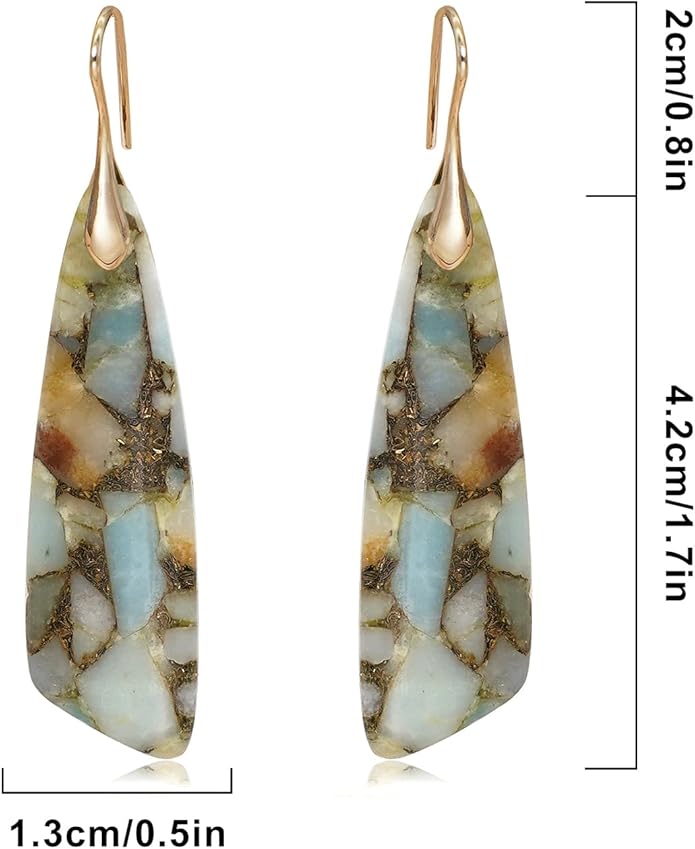 Natural Stone Earrings for Women Boho Triangles Dangle Drop Earrings