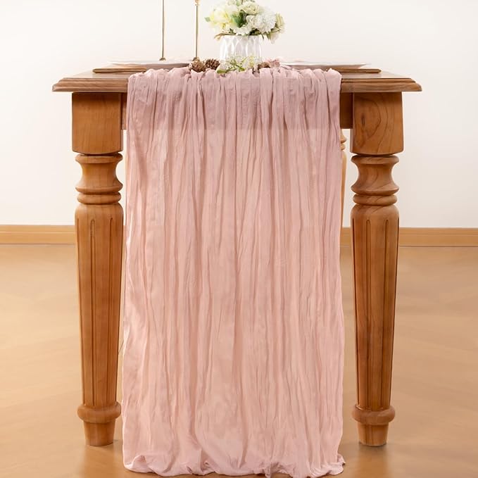 Dusty Pink Table Runner Cheesecloth Table Runner 10 Pack 10FT Farmhouse Table Runners 120 Inches Fall Table Decor Dining Room Centerpiece Wedding Boho Baby Shower Birthday