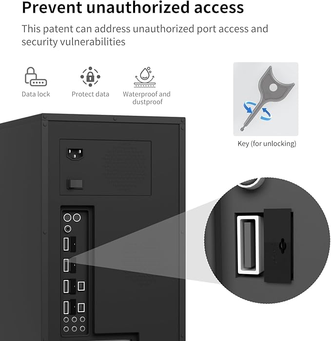 12PCS USB Metal Port Lock Blocker with 1 Key - Secure USB-A Port Protector for PC/Laptop, Anti-Theft Data Security Lock, Dust & Moisture Proof Cover, Removable Type-A Connector Black