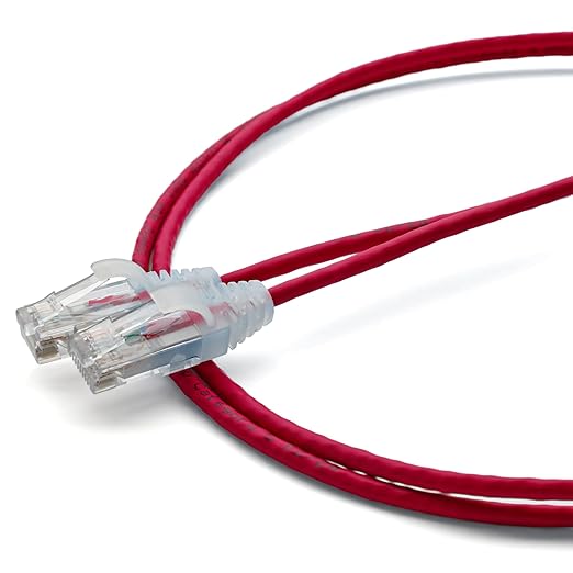 TRUECABLE Cat6 Component Rated Patch Cable, Unshielded (U/UTP), 3ft, Red, 28AWG Solid Copper, Snagless 10G High-Speed Ethernet Cable, PoE++ 4PPoE 100W, UL Listed, RoHS-3, 1 Pack