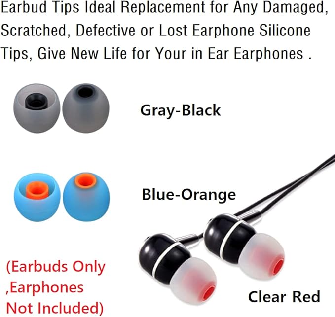 Silicone Earbud Tips Earbuds Replacement Ear Tips Gels Bud for Popular in-Ear Headphones Other Inner Hole from 3.8mm - 5.1mm Earphones 9 Pairs S/M/L