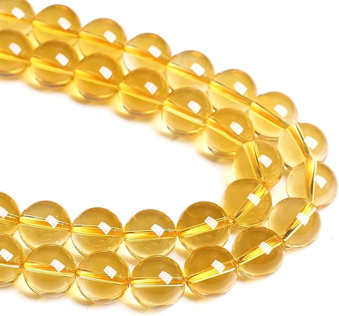 8MM 46PCS Natural Crystal Stone Clean Citrine 3A Grade Loose Beads for Jewelry Making DIY Bracelet