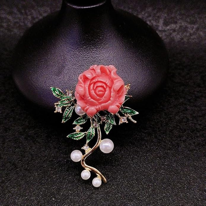 3Pcs Peony Flower Brooch Pin for Women Elegant Enamel Floral Brooch Set Dainty Cubic Zircon Pearl Lapel Pins Flower Pins for Clothes Hat Dress Accessories Prom Jewelry