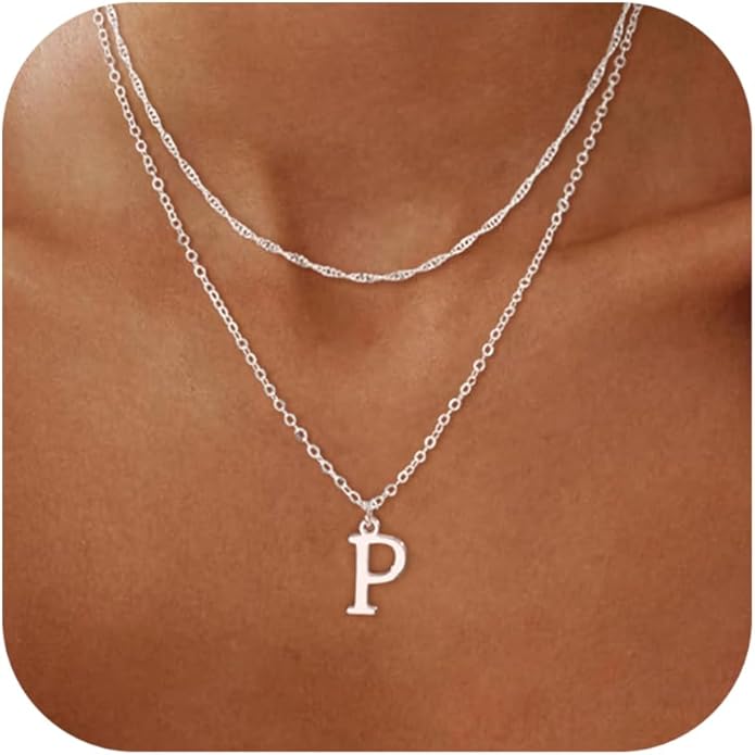 14K Gold Plated Initial Necklaces for Women Dainty Layered Letter Pendant Necklace Cute Choker Necklace Gift Trendy Stuff Personalized Jewelry Stack for Women Her