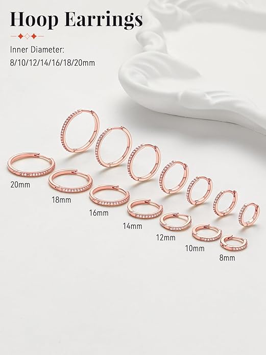 FaithHeart Sterling Silver Hoop Earrings for Women, Hypoallergenic Huggie Hoop Earrings Lightweight Small Cartilage Earrings Hoop Earring Dainty Everyday Earrings 6/8/10/12/14/15/16/18/20mm