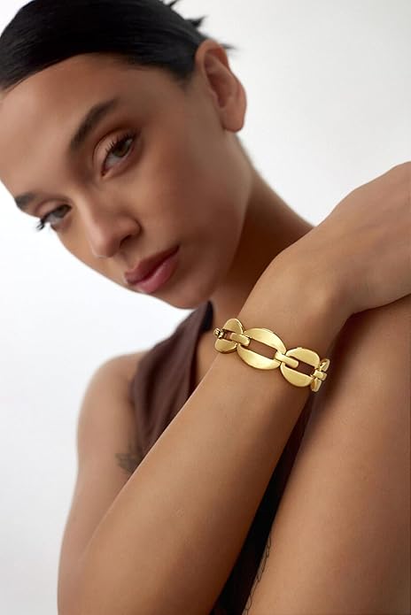 Chunky Gold Stretch Bracelet for Women Adjustable Elastic Chain Bracelet Bold Statement Bracelet Trendy Jewelry