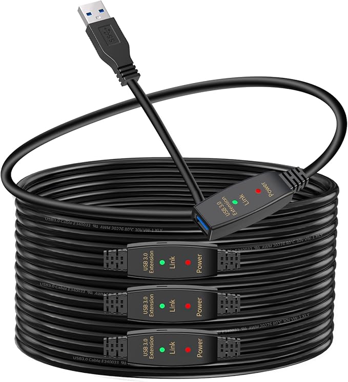 LDKCOK Active USB 3.0 Extension Cable 100ft– Male to Female Extender Cord, USB Extension Cable for USB Flash Drive, Card Reader, Hard Drive, Keyboard, PlayStation, Xbox, VR, Printer, Camera, Laptop