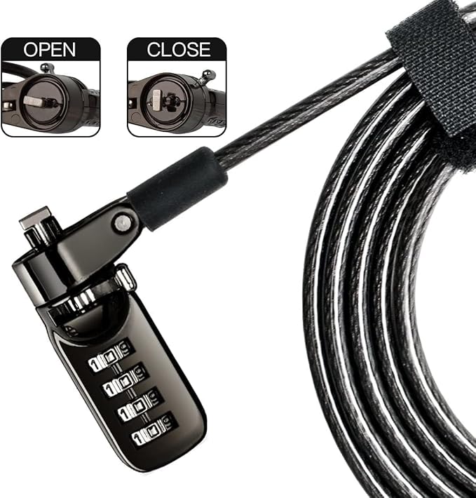 I3C Laptop Cable Lock 4 Digital Combination Lock Security Computer Cable Lock Anti Theft Combination Lock Compatible for Tablet Laptop (1 Pack)