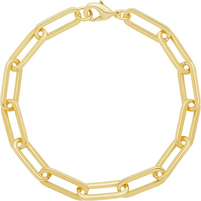 Amazon Essentials 14k Gold Plated or Silver Plated Chunky Chain Link Bracelet 7.5"