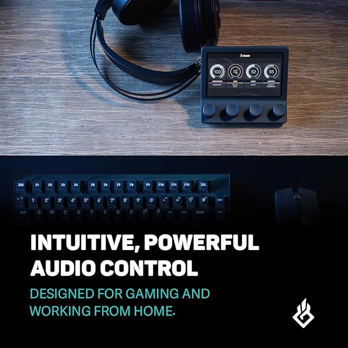 BEACN Mix - USB C Windows Audio Controller with a Beautiful 5” Color Display and 4 Smooth Push-Button encoders for Streaming, Gaming, Podcasting, and Work from Home Applications (Dark)