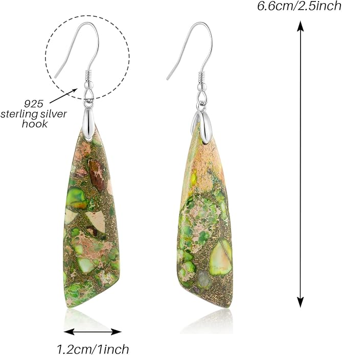 SELOVO Jasper Stone Earrings for Women Trendy Dangle Earrings Fishhook Drop Earrings