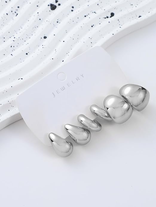 9 Pairs Chunky Gold Earrings Set for Women Trendy Lightweight Gold Plated Hoop Earrings Hypoallergenic Jewelry