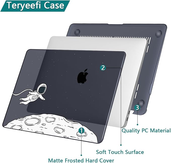 Teryeefi Compatible with MacBook Pro 13 inch Case M2 M1 2024, 2023, 2022-2016（A2251 A2289 A2159 A1989 A1708 A1706 with Touch Bar, Plastic Hard Shell Cover for 13" MacBook Pro, Floating Astronaut