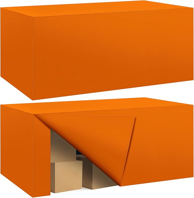 Ascoza 2 Pack Fitted Tablecloth for 8 Foot Rectangle 96 x 30 Inch Orange Table Covers Water Resistant Polyester Cloth for Folding, Parties,Display, Trade Show (Orange)