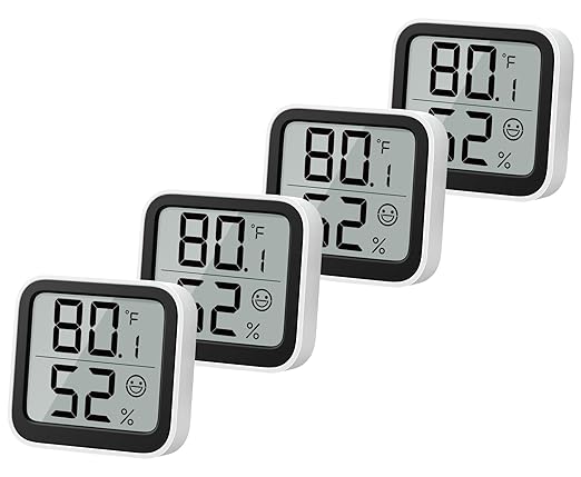 NOKLEAD Thermometer Humidity Meter Inside Mini Hygrometer Monitor Room Temperature Measuring Device with Face Icon Comfort Indicator ℃/℉ Switch for Baby Room Greenhouse Office Living Room (4)