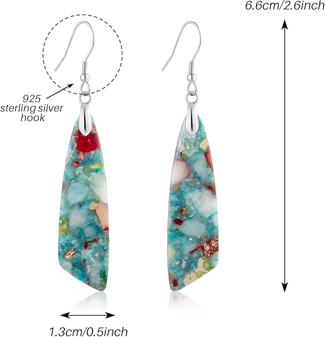 SELOVO Jasper Stone Earrings for Women Trendy Dangle Earrings Fishhook Drop Earrings
