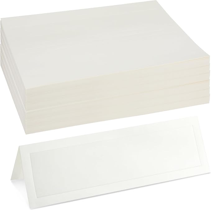 Blank Foldover Place Cards - Printable Cardstock for Inkjet & Laser - Wedding Seating Chart & Buffet Label - Table Name Card & Name Tag - 3.5 x 11 in, White, Pack of 60